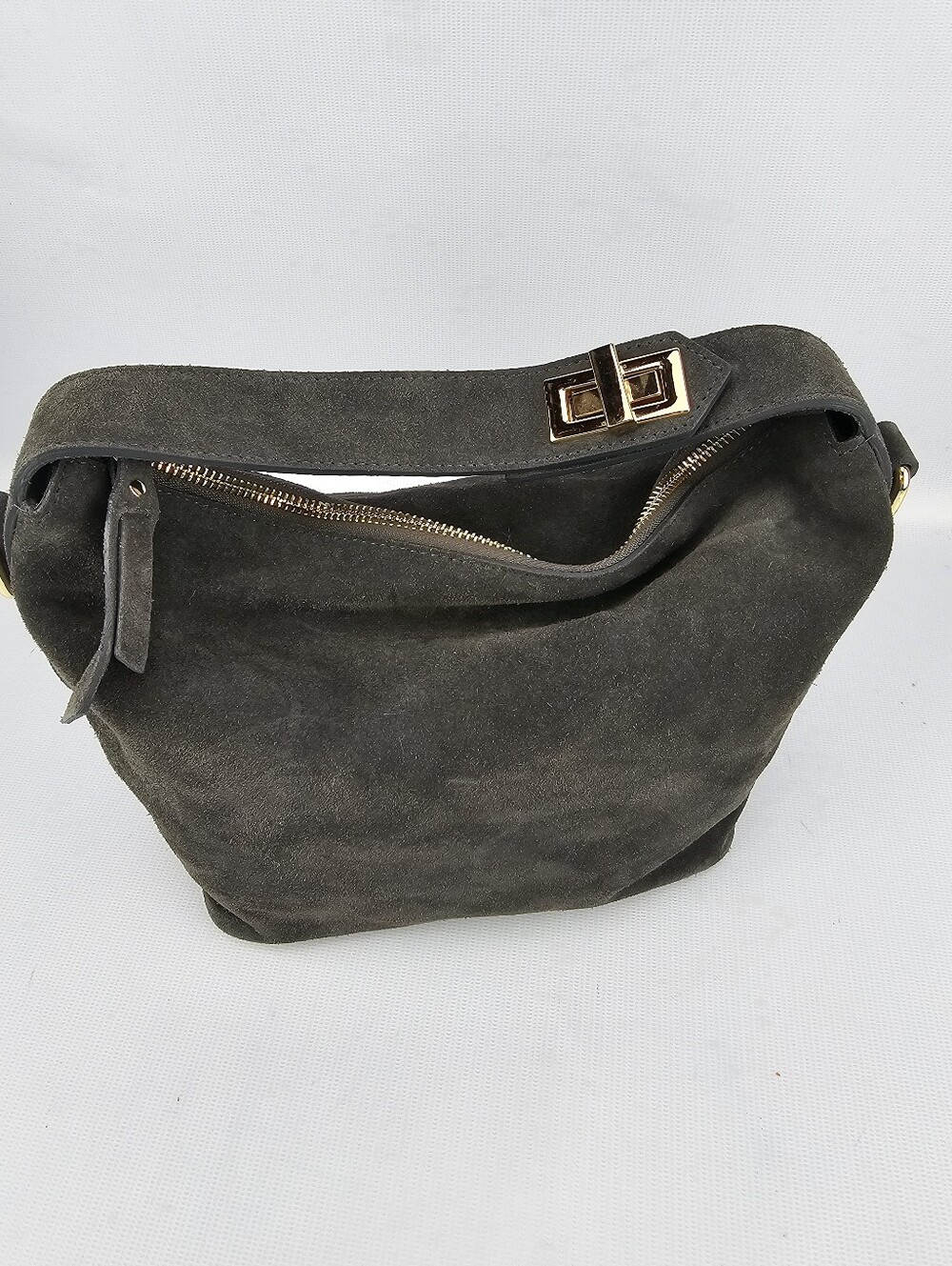 Claudia Firenze Italy Genuine Leather Brown/Gray Suede Hobo Purse Shoulder Bag